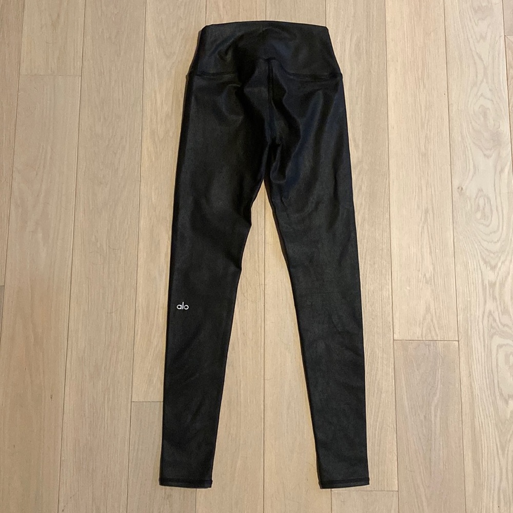 ALO Airbrush High Waist Black Performance Leather Leggings